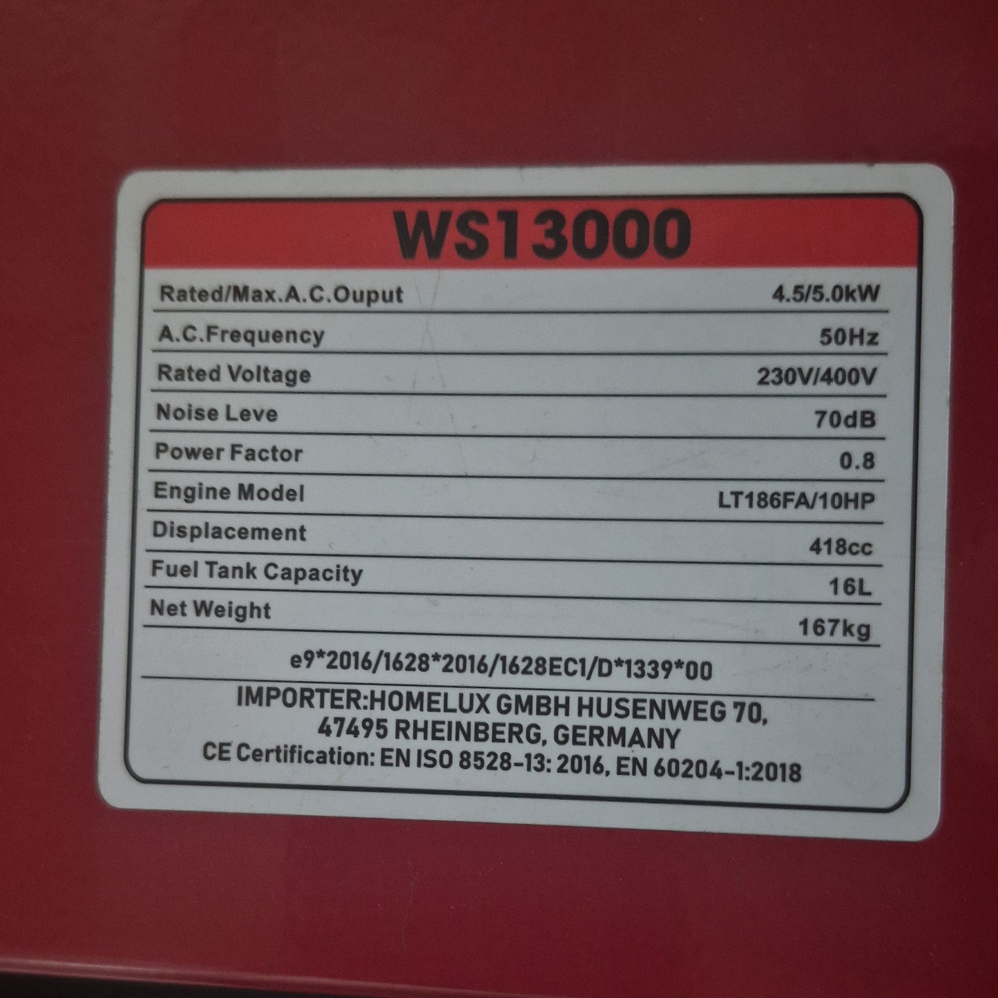 Walter Stahl WS13000 Power generator