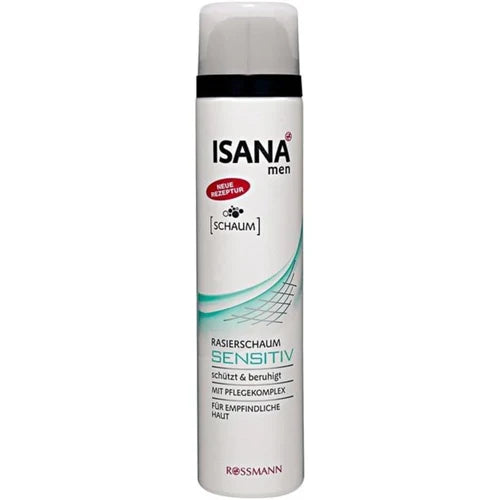 ISANA men shaving foam bottle on a white background