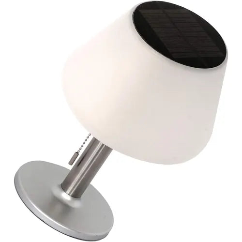 White outdoor lamp with solar panel on a white background