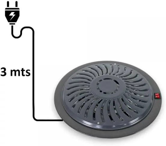 Round electric heater with a 3 meter power cord illustration on a white background
