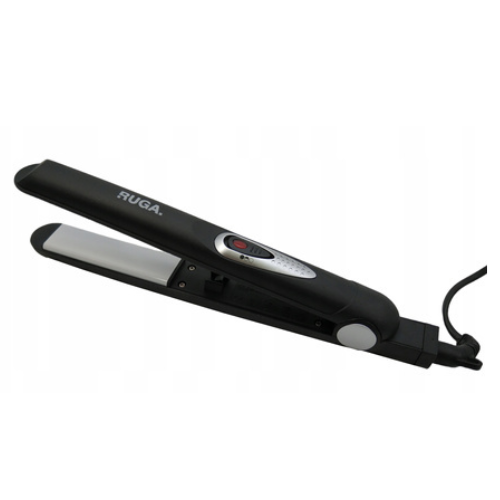 Black hair straightener with 'RUGA' branding on a white background