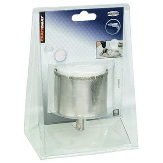 Craftomat 68mm diamond hole saw for ceramic in retail blister packaging front view