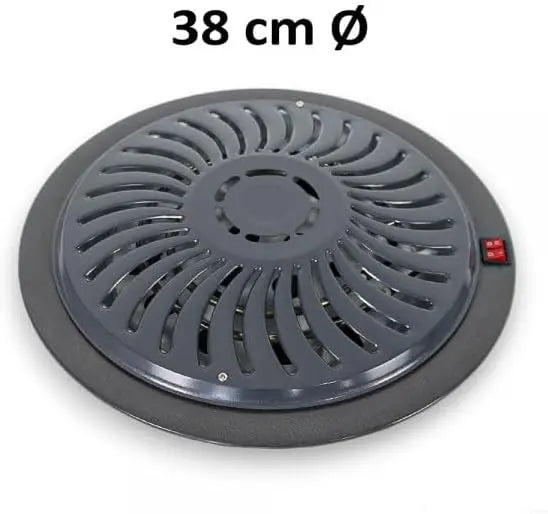 Round metal grill with a diameter of 38 cm on a white background