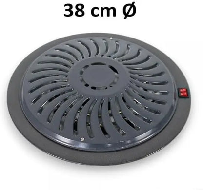 Round metal grill with a diameter of 38 cm on a white background