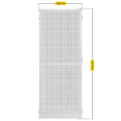 White insect screen door with dimensions indicated on a white background