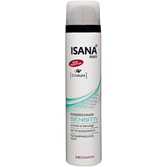 ISANA men shaving foam bottle on a white background