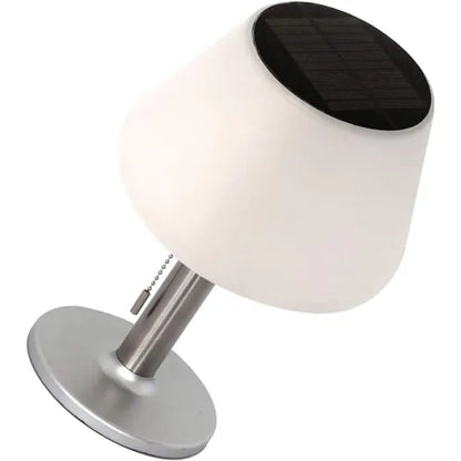 White outdoor lamp with solar panel on a white background