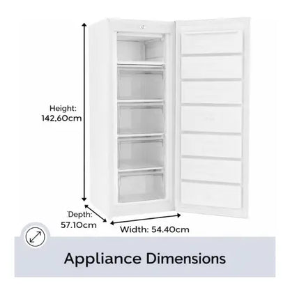 White refrigerator with dimensions labeled on a white background